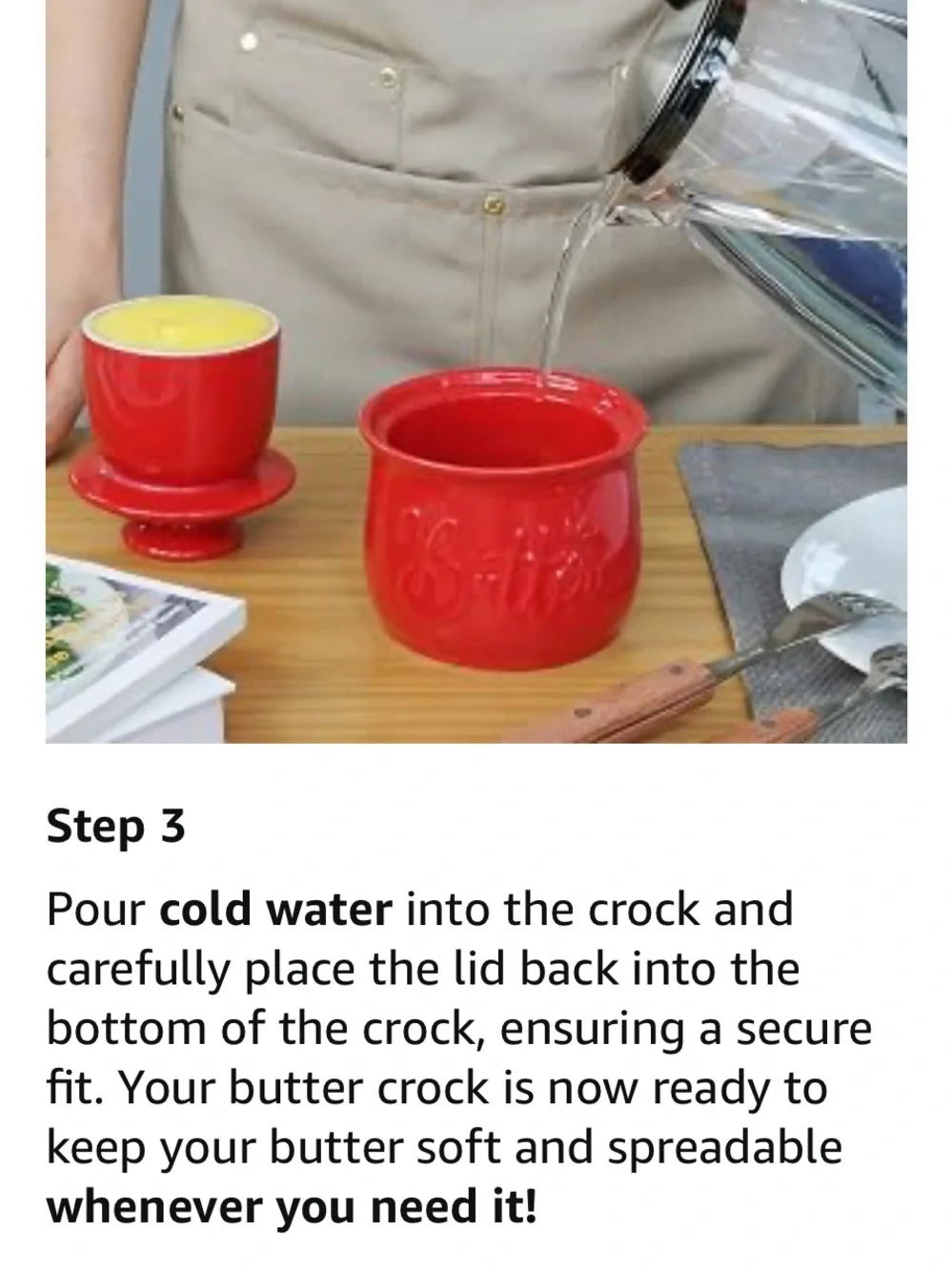 French Butter Crock Style Ceramic • Traditional Water-Seal Butter Keeper